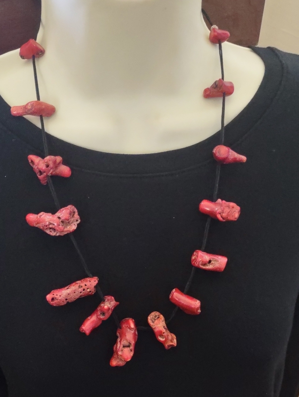 Southwestern Rustic Sea Coral Nugget Necklace - 24" Long